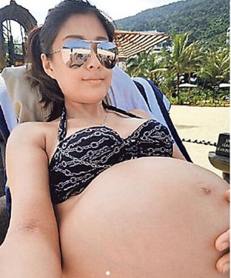 周家蔚怀二胎时穿比基尼晒巨肚 周家蔚怀二胎时穿比基尼晒巨肚