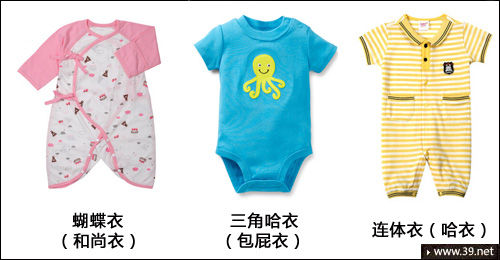 图 三款常见的婴儿服装款式 图 三款常见的婴儿服装款式
